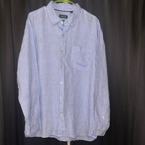 Orvis Men’s Casual Linen Light Blue Button Down Shirt